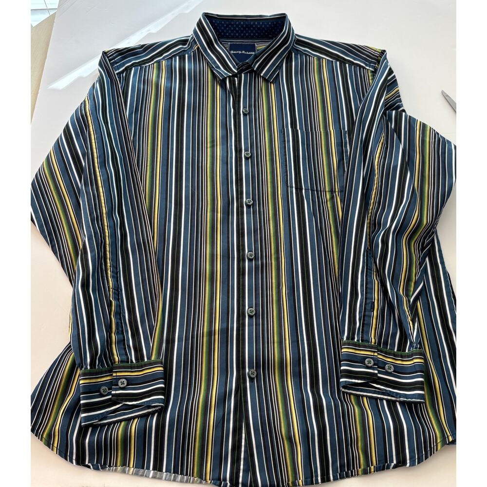 Tommy Bahama Men’s L Business Casual Multi-Stripe‎ Long Sleeve Shirt 100% Cotton